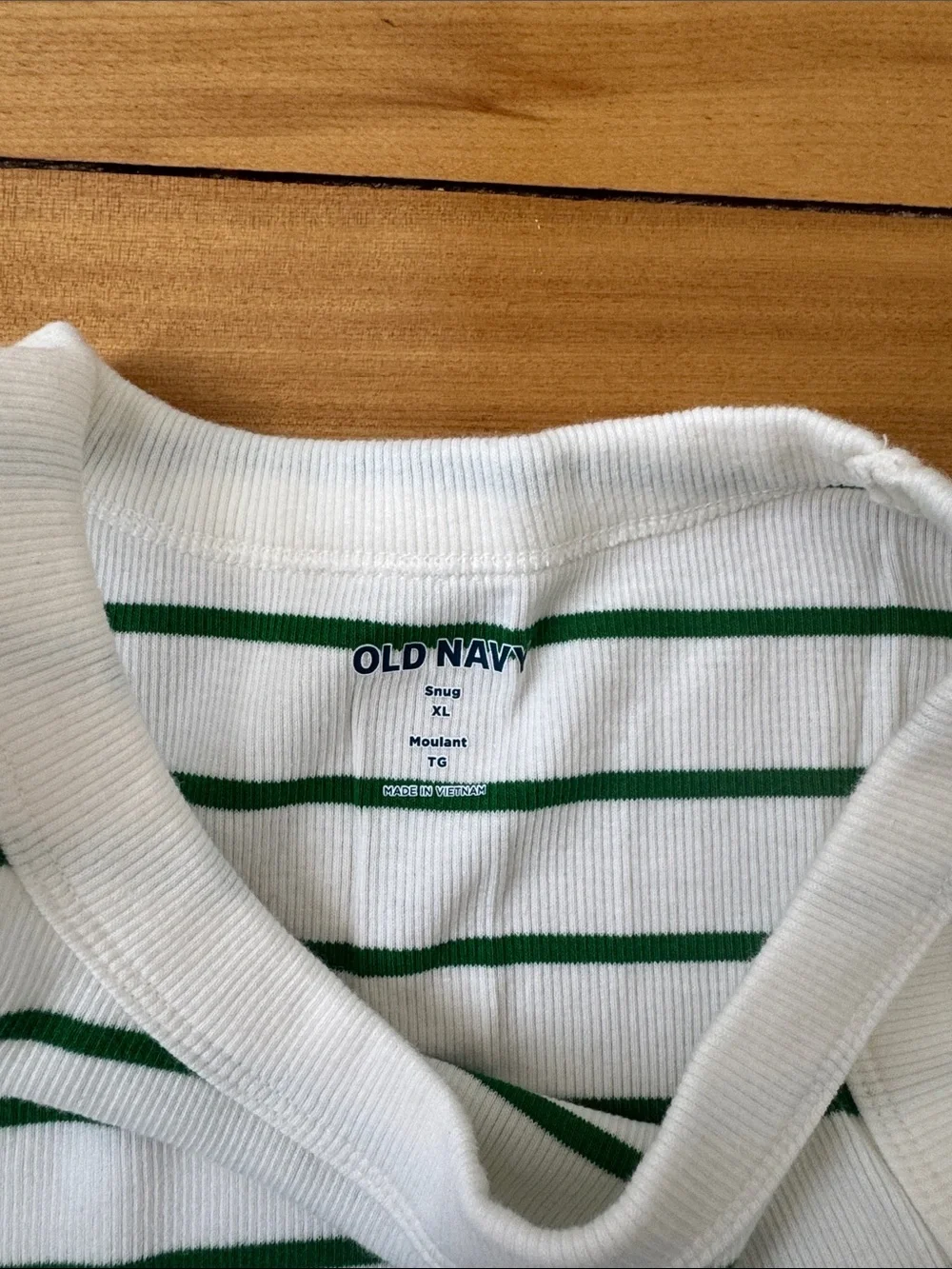 Old Navy White Knit Top with Green Stripes - Picture 2 of 4
